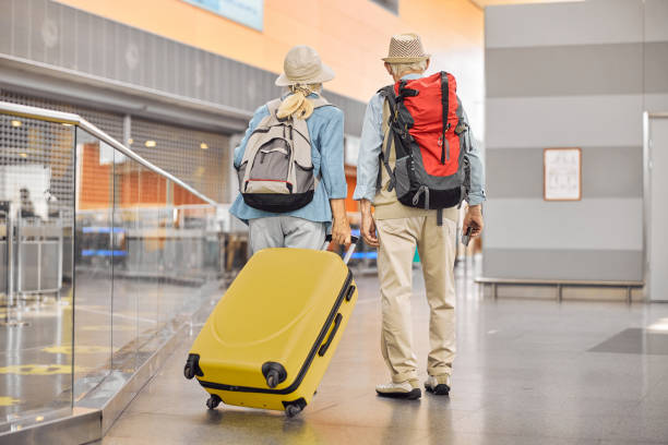 Backpackers at airport